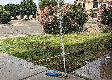 Water line leak on a home property.