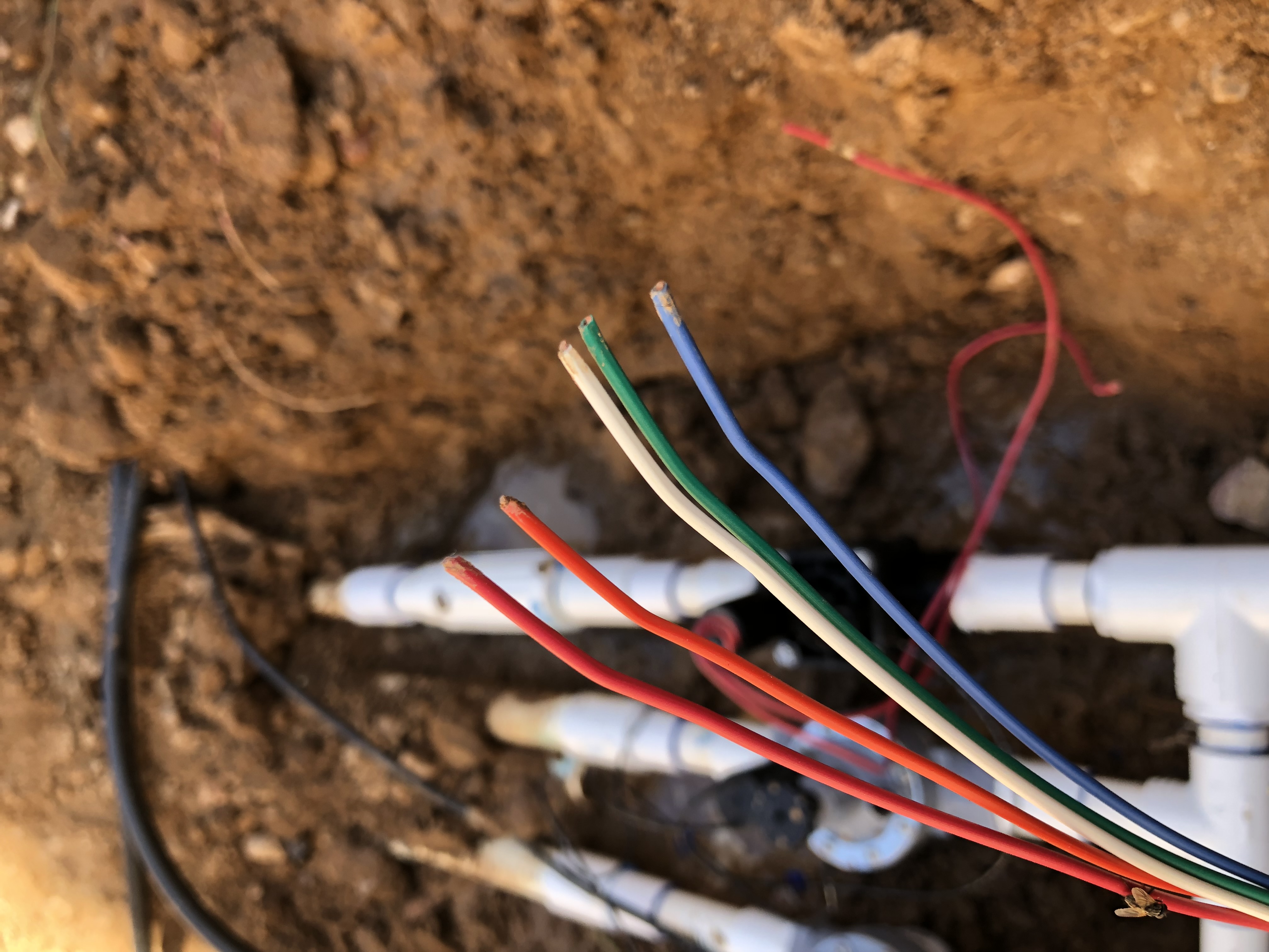 Wiring and electricity for irrigation system.