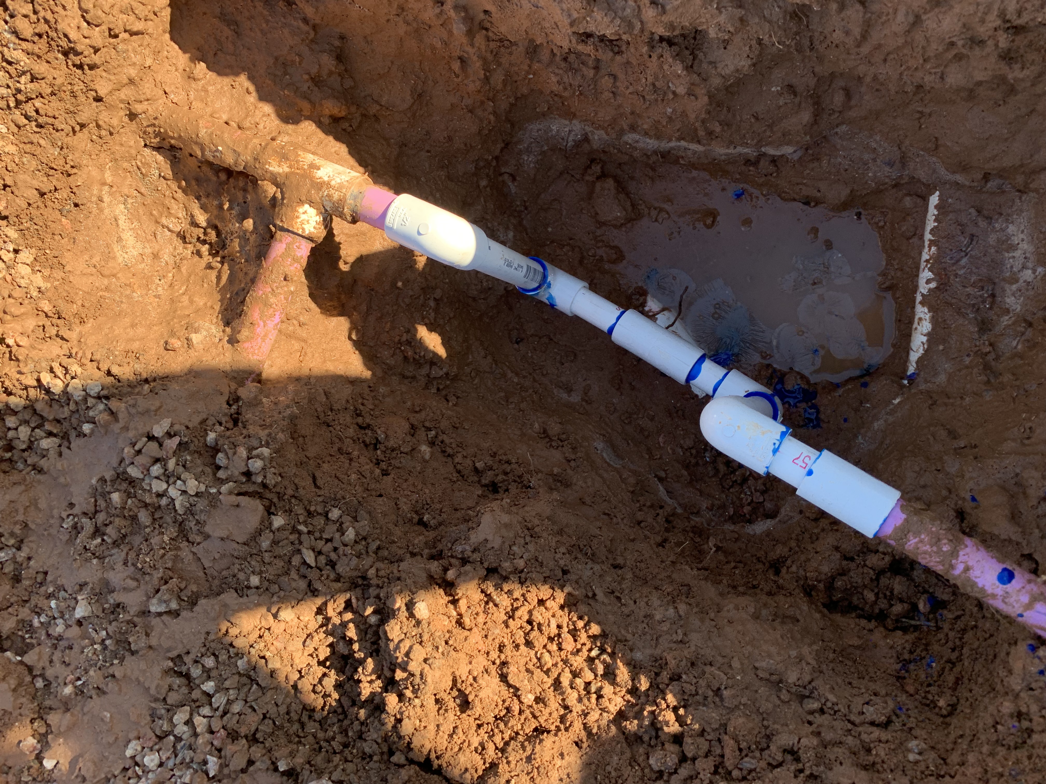 Mainline pipe system being repaired.